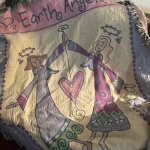 Earth Angels Angel Tapestry Throw - Pink, Lavender, Cream
